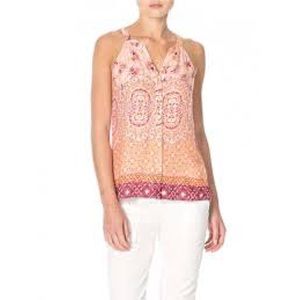 Sanctuary cream orange floral sleeveless top L